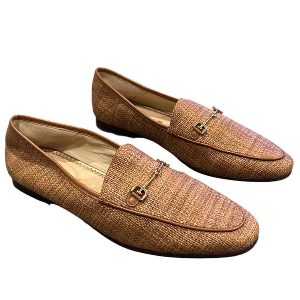 Sam Edelman Loraine Woven Raffia Horsebit Loafers Tan Size 9.5M